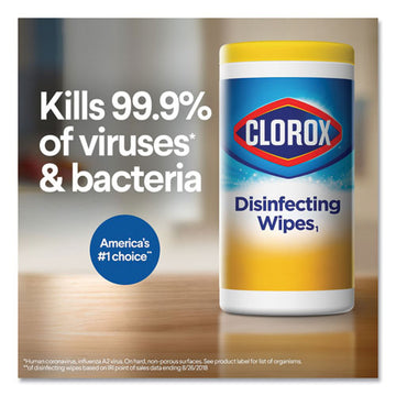 Clorox® Disinfecting Wipes, 7 X 8, Crisp Lemon, 35-canister freeshipping - TVN Wholesale